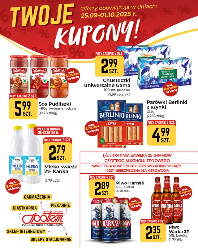 Społem Częstochowa - gazetka promocyjna Plakaty promocyjne od czwartku 25.09 do środy 01.10