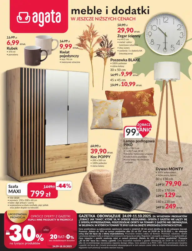 Salony Agata - gazetka promocyjna Gazetka od środy 24.09 do soboty 11.10