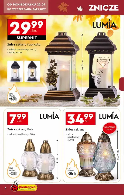 Biedronka - gazetka promocyjna Znicze w Biedronce od poniedziałku 22.09 do soboty 01.11 - strona 6