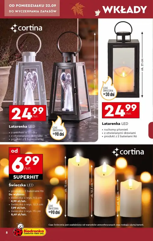 Biedronka - gazetka promocyjna Znicze w Biedronce od poniedziałku 22.09 do soboty 01.11 - strona 8