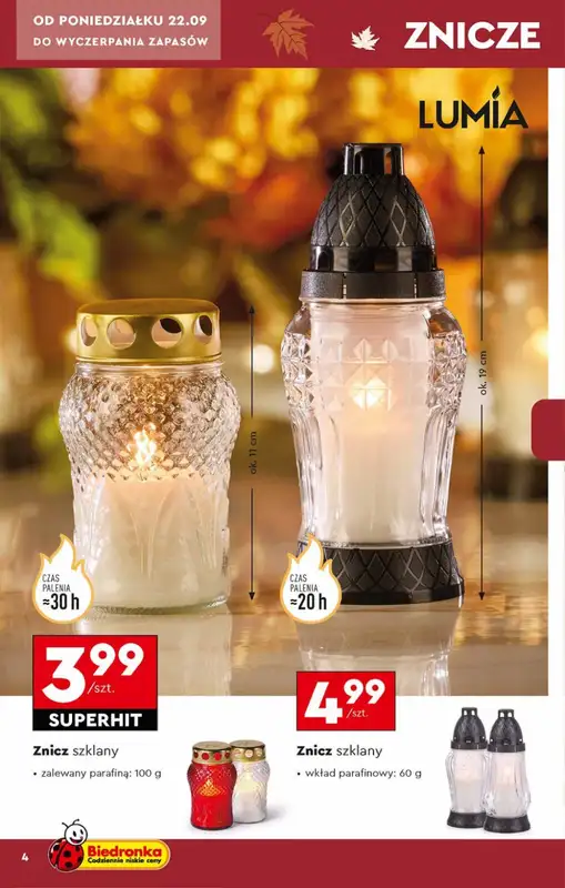 Biedronka - gazetka promocyjna Znicze w Biedronce od poniedziałku 22.09 do soboty 01.11 - strona 4