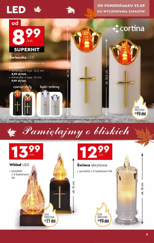 Biedronka - gazetka promocyjna Znicze w Biedronce od poniedziałku 22.09 do soboty 01.11 - strona 9