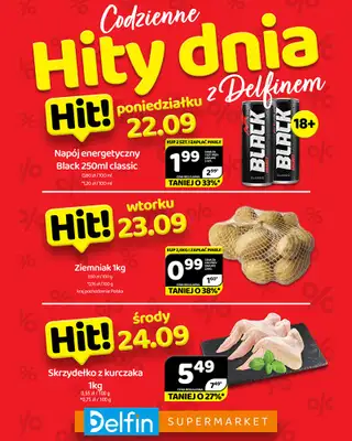 Delfin - gazetka promocyjna Codzienne hity dnia od poniedziałku 22.09 do środy 24.09