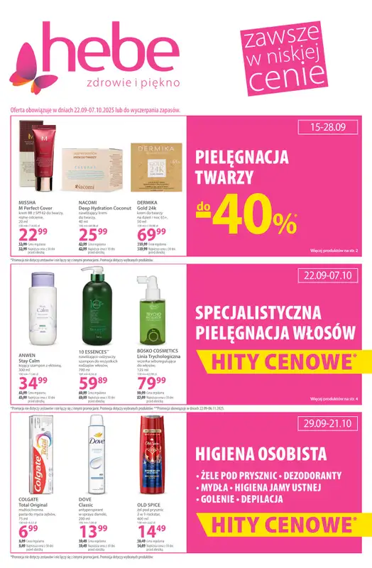 Hebe - gazetka promocyjna Gazetka od poniedziałku 22.09 do wtorku 07.10
