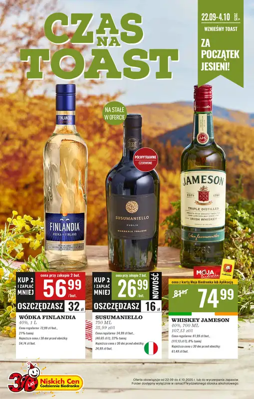 Biedronka - gazetka promocyjna Czas na toast od poniedziałku 22.09 do soboty 04.10