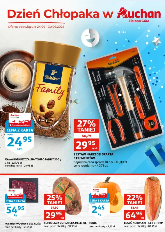 Auchan - gazetka promocyjna Gazetka Zielona Góra I Dzień Chłopaka od środy 24.09 do wtorku 30.09