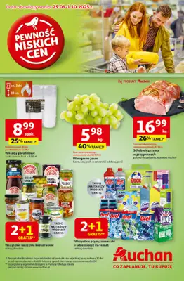 Auchan - gazetka promocyjna Gazetka Pewność niskich cen Hipermarket Auchan  do środy 01.10