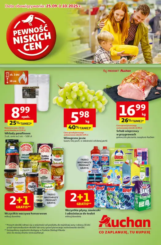 Auchan - gazetka promocyjna Gazetka Pewność niskich cen Hipermarket Auchan  do środy 01.10