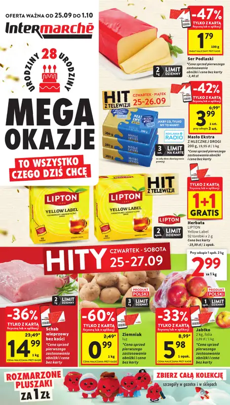 Intermarche - gazetka promocyjna Gazetka od czwartku 25.09 do środy 01.10