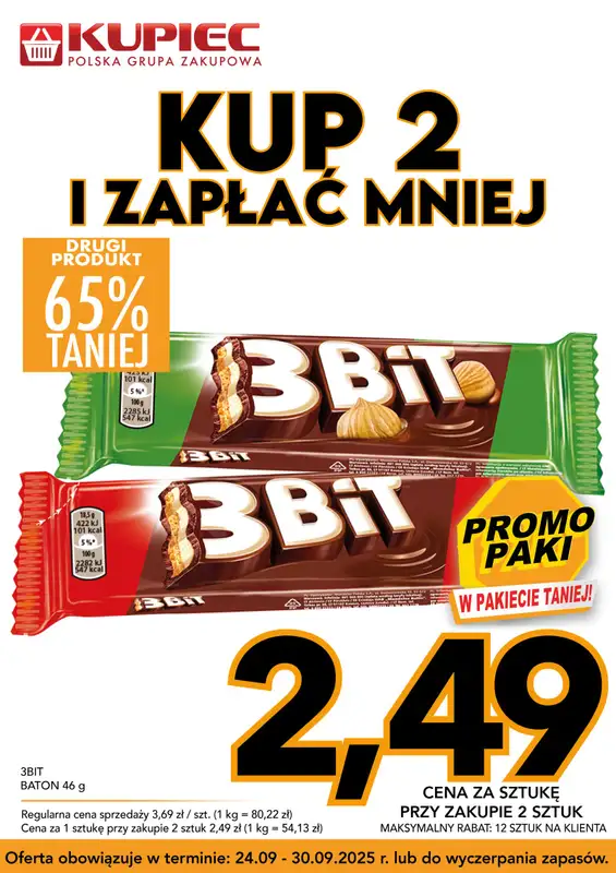 Kupiec - gazetka promocyjna Promopaki od środy 24.09 do wtorku 30.09