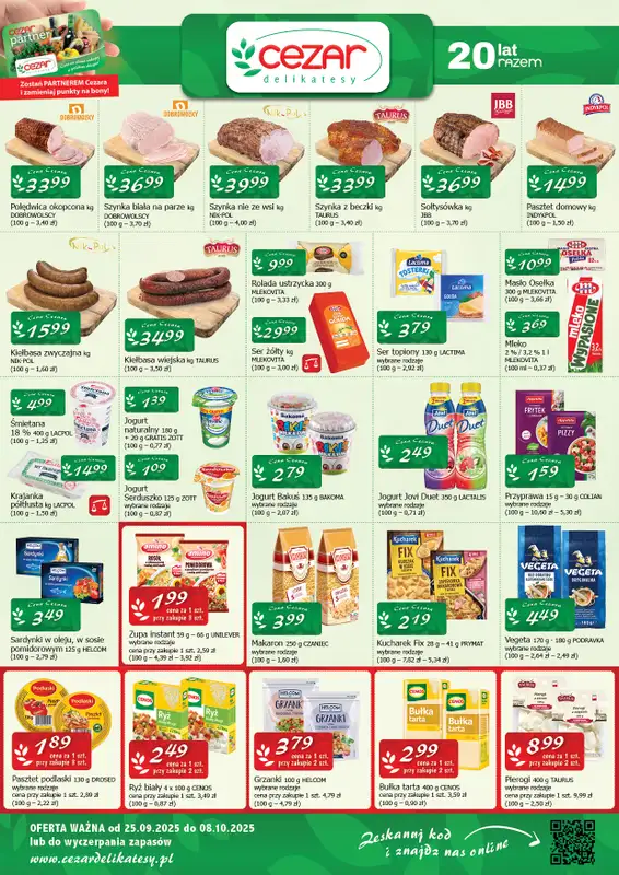 CEZAR Delikatesy - gazetka promocyjna Gazetka od czwartku 25.09 do środy 08.10