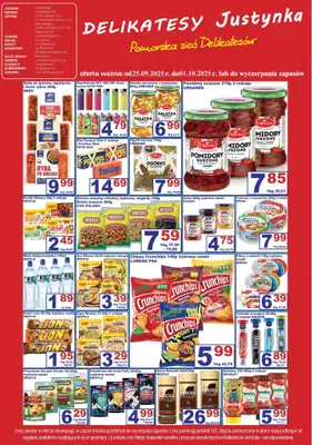 Delikatesy Justynka - gazetka promocyjna Gazetka od czwartku 25.09 do środy 01.10