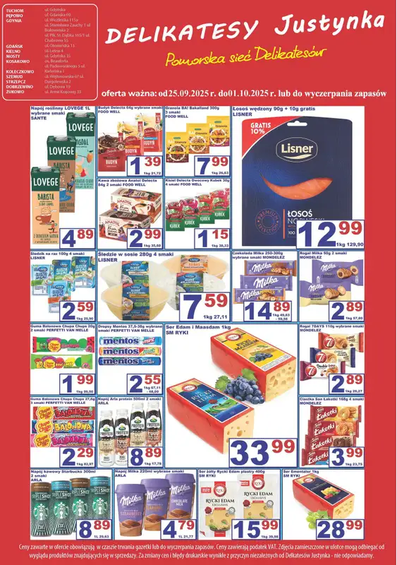 Delikatesy Justynka - gazetka promocyjna Gazetka od czwartku 25.09 do środy 01.10 - strona 4
