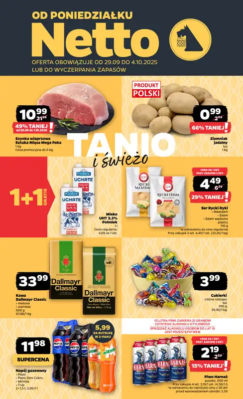 Netto - gazetka promocyjna Gazetka Spożywcza od poniedziałku 29.09 do soboty 04.10
