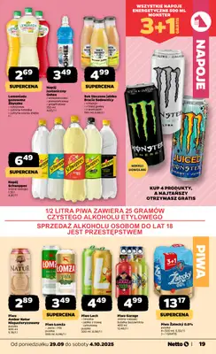 Netto - gazetka promocyjna Gazetka Spożywcza od poniedziałku 29.09 do soboty 04.10 - strona 19