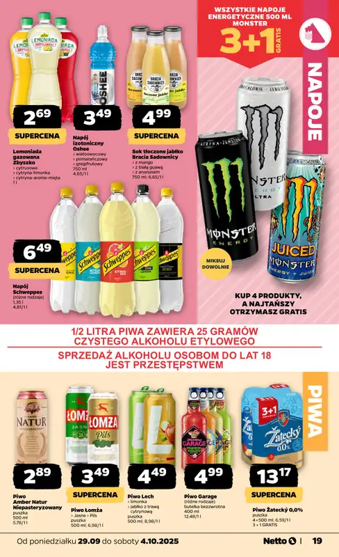 Netto - gazetka promocyjna Gazetka Spożywcza od poniedziałku 29.09 do soboty 04.10 - strona 19