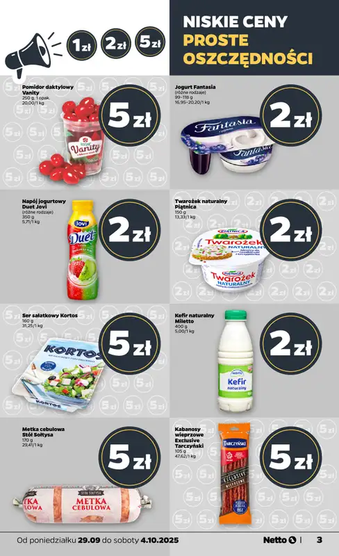 Netto - gazetka promocyjna Gazetka Spożywcza od poniedziałku 29.09 do soboty 04.10 - strona 3