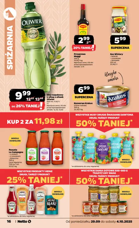 Netto - gazetka promocyjna Gazetka Spożywcza od poniedziałku 29.09 do soboty 04.10 - strona 16
