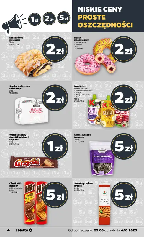 Netto - gazetka promocyjna Gazetka Spożywcza od poniedziałku 29.09 do soboty 04.10 - strona 4