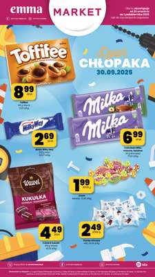 emma MARKET - gazetka promocyjna Plakat promocyjny Dzień Chłopaka od poniedziałku 29.09 do środy 01.10
