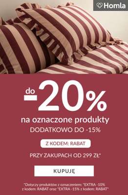 Homla - gazetka promocyjna Do -20% na oznaczone produkty i EXTRA -15% od 299 zł od piątku 26.09 do poniedziałku 29.09