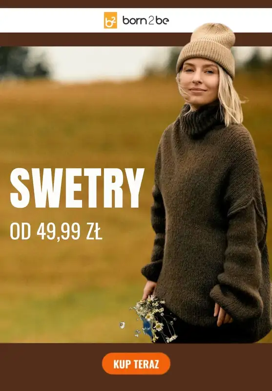 Born2be - gazetka promocyjna Swetry na jesień od 49,99 zł od piątku 26.09 do środy 08.10