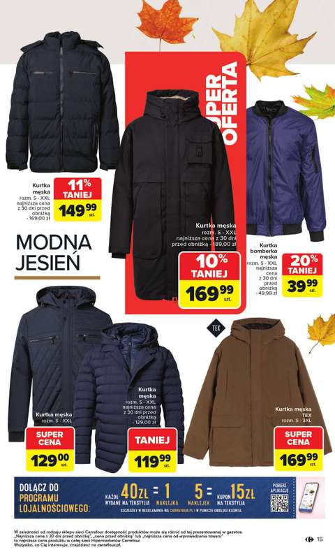 Carrefour - gazetka promocyjna Gazetka Jesień jest w modzie od poniedziałku 29.09 do piątku 31.10 - strona 15