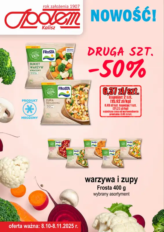 Społem - Blisko i Korzystnie - gazetka promocyjna Plakat promocyjny PSS Kalisz od środy 08.10 do soboty 08.11