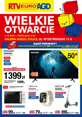 RTV EURO AGD - gazetka promocyjna WIELKIE OTWARCIE! POLICE od piątku 03.10 do poniedziałku 06.10
