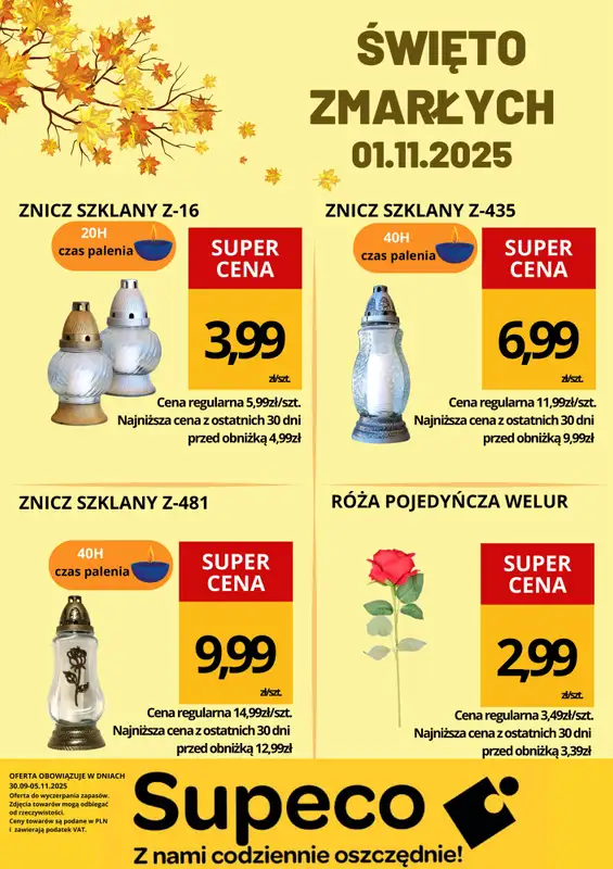 Supeco - gazetka promocyjna Ulotka Święto Zmarłych  