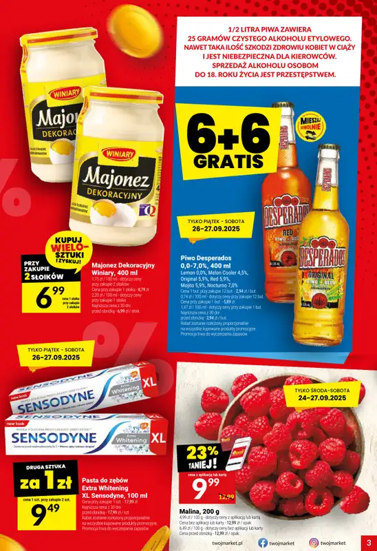 Twój Market - gazetka promocyjna Gazetka od środy 24.09 do wtorku 30.09 - strona 3