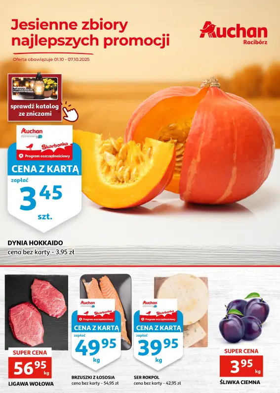 Auchan - gazetka promocyjna Gazetka Racibórz I Jesienne zbiory najlepszych promocji od środy 01.10 do wtorku 07.10