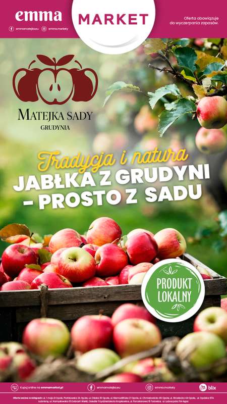 emma MARKET - gazetka promocyjna Jabłka z Grudyni - prosto z sadu od środy 01.10 do piątku 31.10