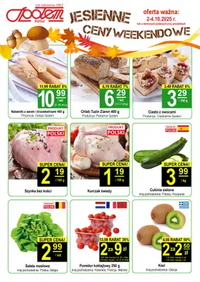 Społem - Blisko i Korzystnie - gazetka promocyjna Plakat promocyjny PSS Kalisz od czwartku 02.10 do soboty 04.10