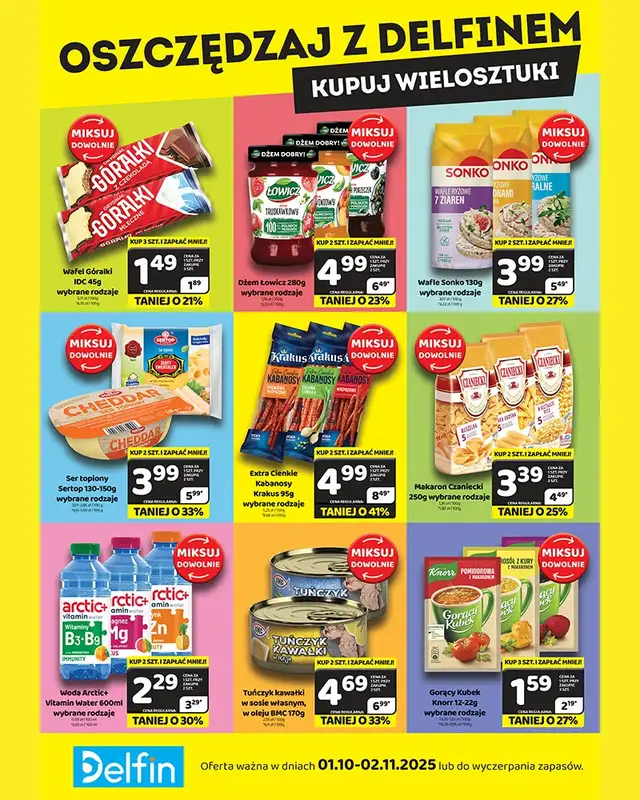 Delfin - gazetka promocyjna Oszczędzaj z Delfinem - kupuj wielosztuki  