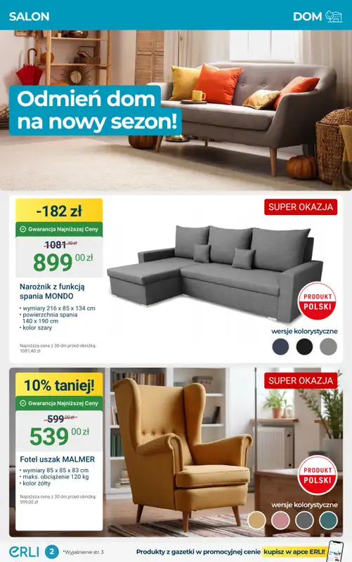 Erli - gazetka promocyjna TOP OKAZJE – meble i aranżacja wnętrz! od czwartku 02.10 do niedzieli 12.10 - strona 2