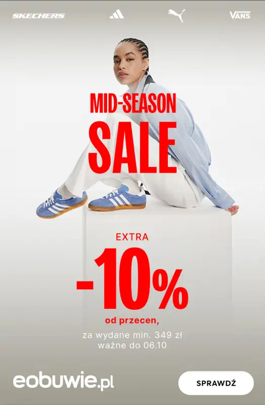 eobuwie.pl - gazetka promocyjna Extra -10% na wyprzedaż od 349 zł od środy 01.10 do poniedziałku 06.10