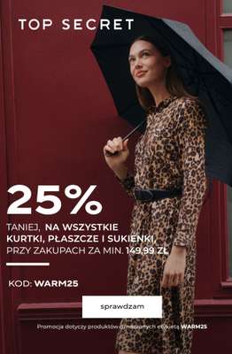 Top Secret - gazetka promocyjna -25% na kurtki, płaszcze i sukienki za min. 149,99 zł od czwartku 02.10 do piątku 10.10