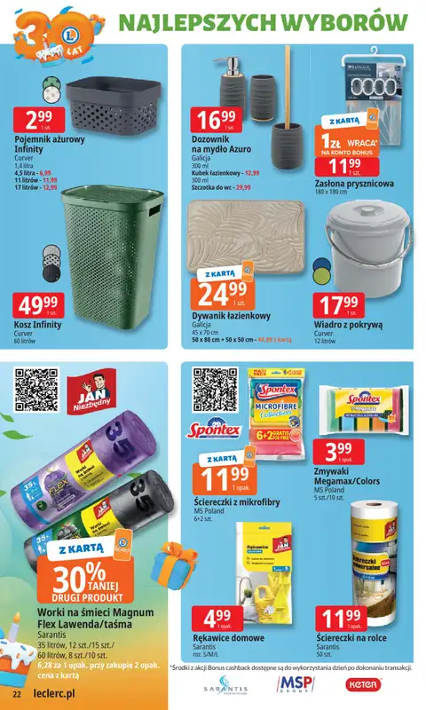 Leclerc - gazetka promocyjna Oferta E.Leclerc I 30 lat najlepszych wyborów od poniedziałku 06.10 do poniedziałku 13.10 - strona 22