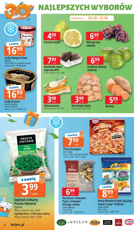 Leclerc - gazetka promocyjna Oferta E.Leclerc I 30 lat najlepszych wyborów od poniedziałku 06.10 do poniedziałku 13.10 - strona 4