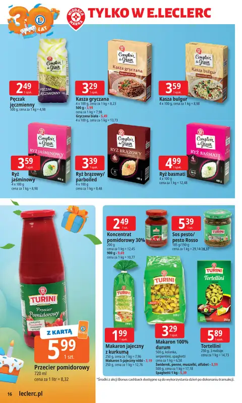Leclerc - gazetka promocyjna Oferta E.Leclerc I 30 lat najlepszych wyborów od poniedziałku 06.10 do poniedziałku 13.10 - strona 16