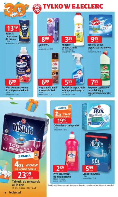 Leclerc - gazetka promocyjna Oferta E.Leclerc I 30 lat najlepszych wyborów od poniedziałku 06.10 do poniedziałku 13.10 - strona 18