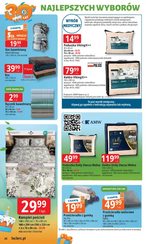 Leclerc - gazetka promocyjna Oferta E.Leclerc I 30 lat najlepszych wyborów od poniedziałku 06.10 do poniedziałku 13.10 - strona 20