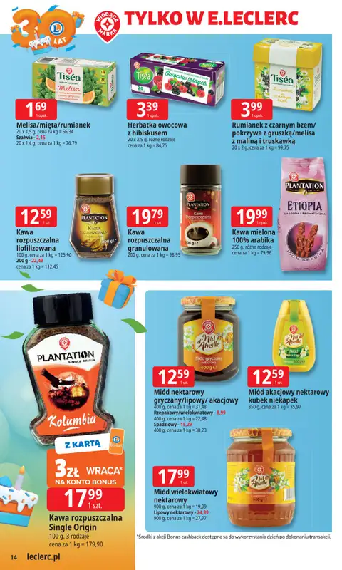 Leclerc - gazetka promocyjna Oferta E.Leclerc I 30 lat najlepszych wyborów od poniedziałku 06.10 do poniedziałku 13.10 - strona 14