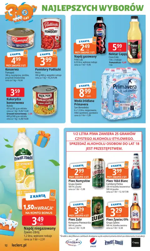 Leclerc - gazetka promocyjna Oferta E.Leclerc I 30 lat najlepszych wyborów od poniedziałku 06.10 do poniedziałku 13.10 - strona 12