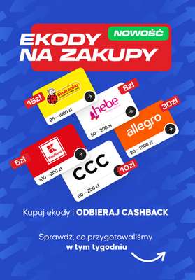 $Kasa wraca - gazetka promocyjna Kupuj ekody i odbieraj cashback od poniedziałku 06.10 do niedzieli 09.11