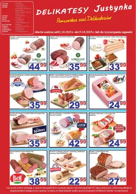 Delikatesy Justynka - gazetka promocyjna Gazetka od piątku 03.10 do środy 15.10 Delikatesy Justynka - gazetka promocyjna Gazetka od piątku 03.10 do środy 15.10
