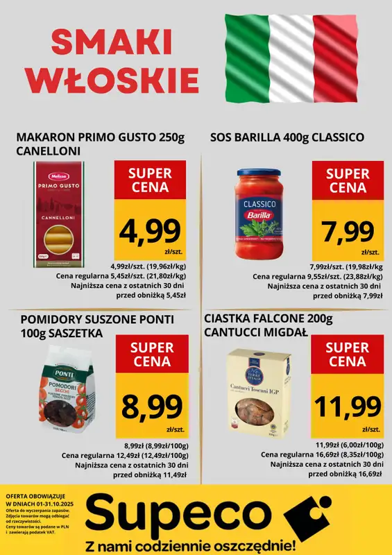Supeco - gazetka promocyjna Kuchnia Włoska  