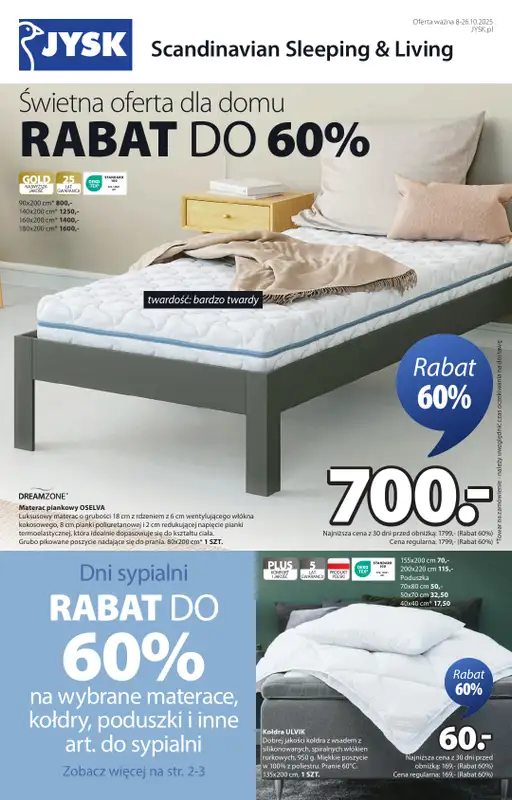 Jysk - gazetka promocyjna Świetna oferta dla domu. Rabat do 60%  