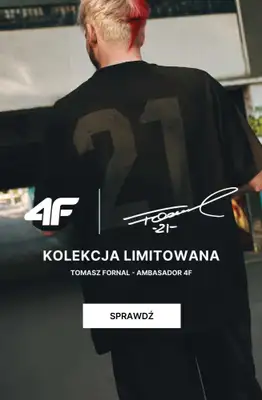 4F - gazetka promocyjna Nowa limitowana kolekcja 4F x Tomasz Fornal od soboty 04.10  4F - gazetka promocyjna Nowa limitowana kolekcja 4F x Tomasz Fornal od soboty 04.10